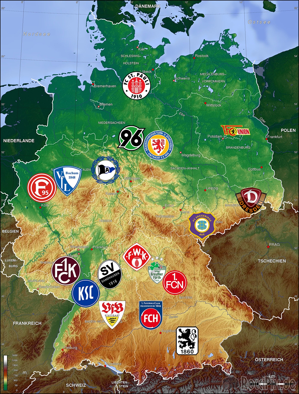 Saisonkarte der 2. Bundesliga Saison 2016/17 | RocciPix